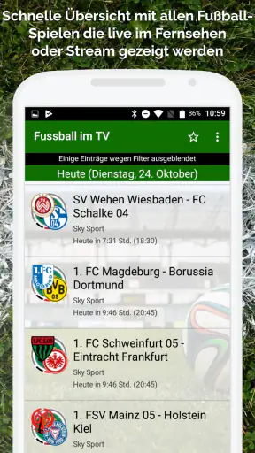Fussball im TV live screenshot 1