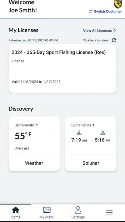 CDFW License screenshot 1