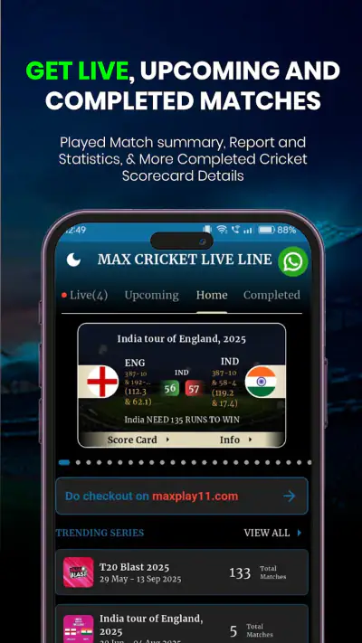 CricMan: Max Cricket Live Line screenshot 1