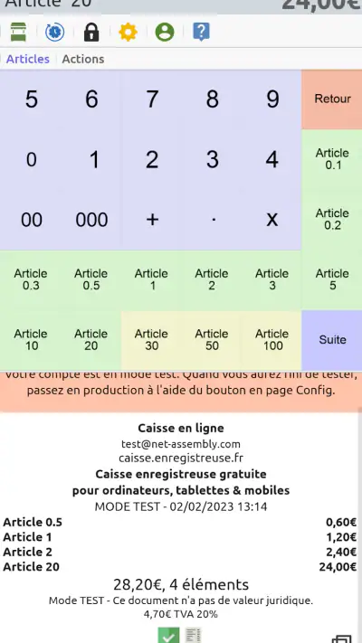 Caisse enregistreuse en ligne screenshot 1