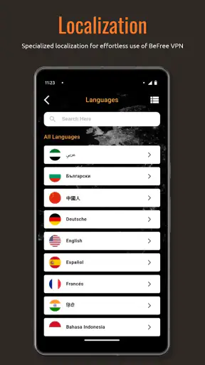 BeFree - rappe en feilige VPN screenshot 4